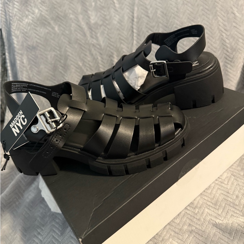 Madden NYC Black Chunky Sandals
